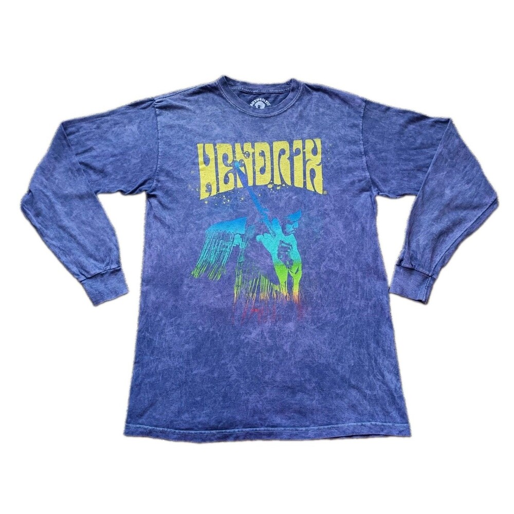 Authentic Jimi Hendrix Long Sleeve Tee Tie Dye Purple Size M Unisex